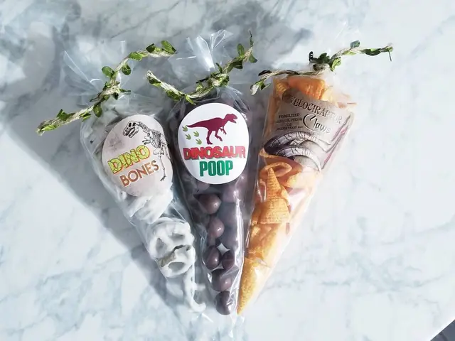 Dinosaur Treat Cones with Leafy Ties and Snack Labels