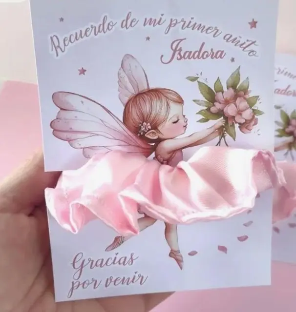 Pink Satin Scrunchie Favor on a Floral Fairy Card