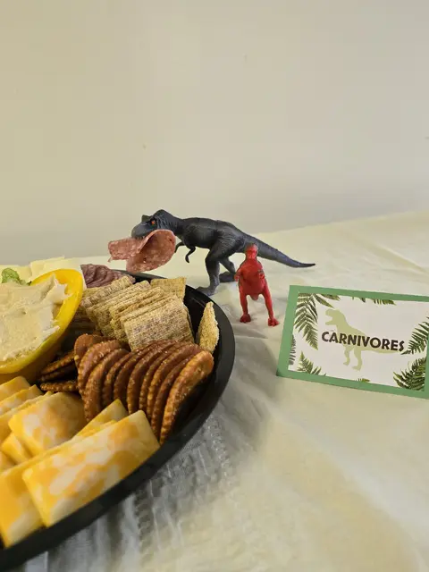 Carnivore Food Tent Card for a Dinosaur Snack Board