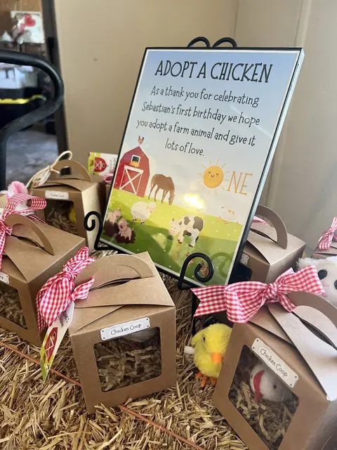 Adopt a Chicken Favor Display with Coop Boxes