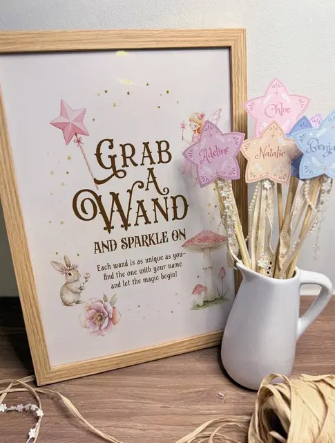 Personalized Star Wands with a Grab a Wand Fairy Sign