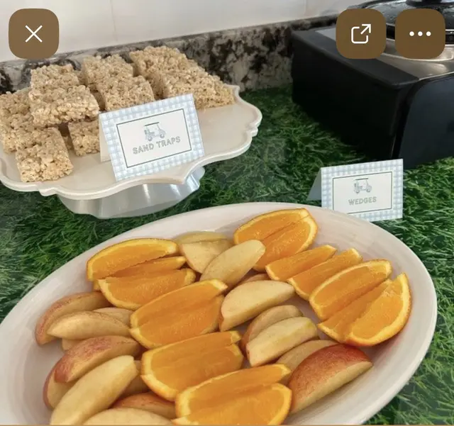 Golf Party Fruit and Treat Display with Food Labels