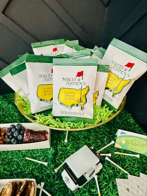 Golf Party Bag Display with a Mini Golf Cart