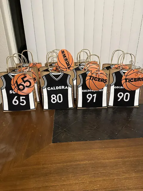 Basketball Jersey Favor Bags with Ball-Shaped Tags