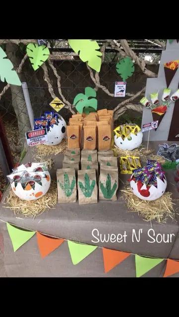 Dinosaur Candy Table with Egg-Shaped Bowls