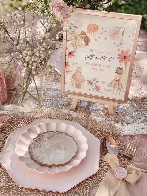 Framed Fairy Quote Sign for a Pink Table Setting