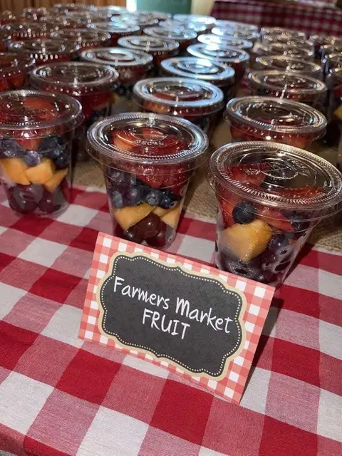 Farmers Market Fruit Cups with a Gingham Food Tent