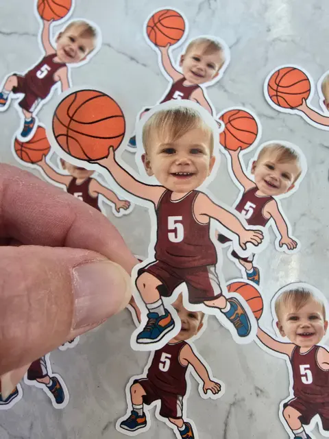 Basketball Player Photo Cutouts with a Numbered Jersey