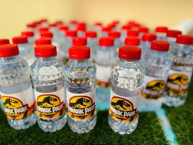 Jurassic Park Water Bottles with Red Caps