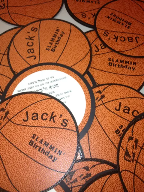 Round Basketball Birthday Invitations with Hidden Party Details