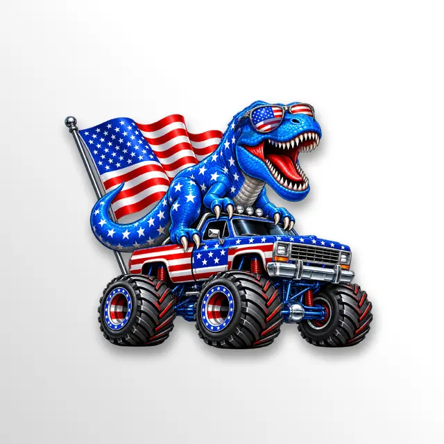 Stars and Stripes T-Rex Monster Truck PNG Clipart