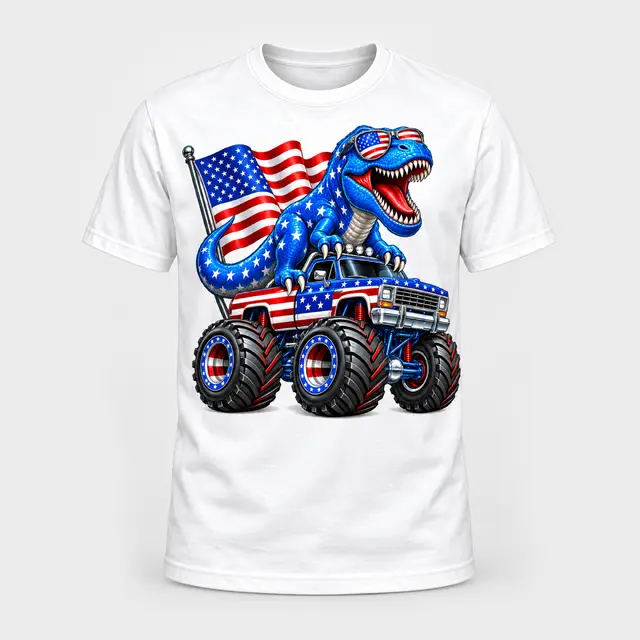 Stars and Stripes T-Rex Monster Truck PNG Clipart