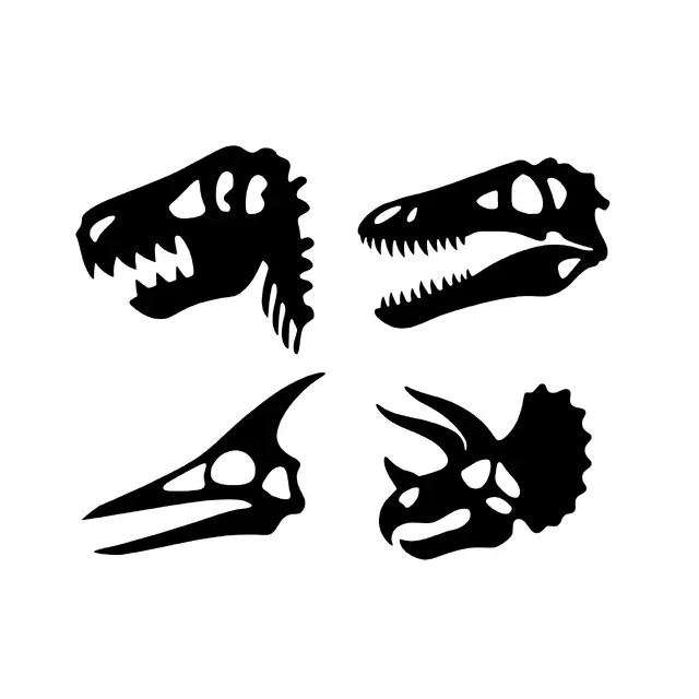 Dinosaur and Pterosaur Skull SVG Clipart Pack