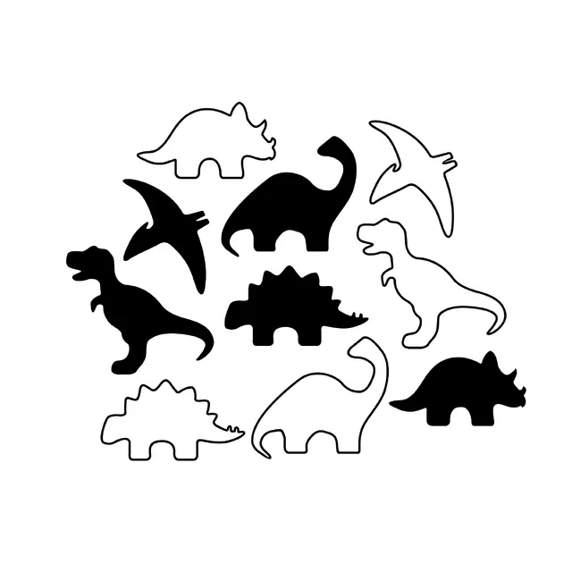Dinosaur Silhouettes and Outlines SVG Cut File Pack