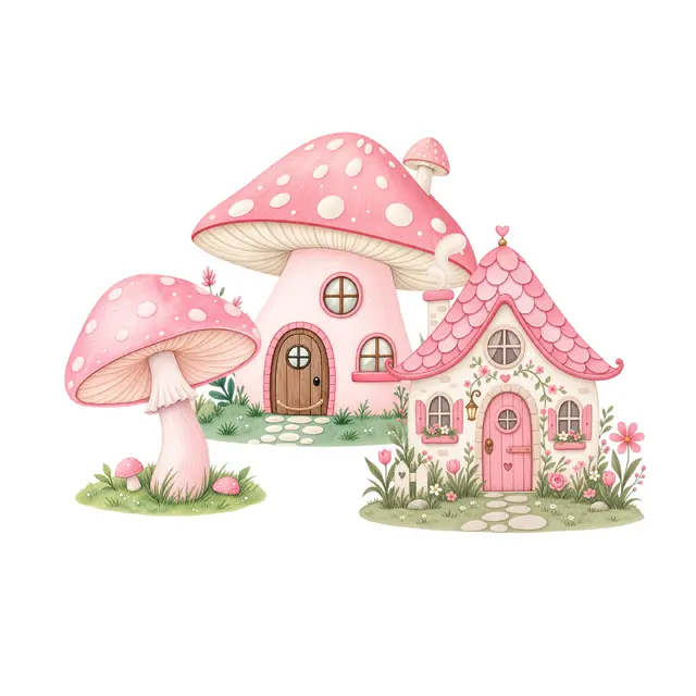 Pink Fairy Garden PNG Clipart Pack