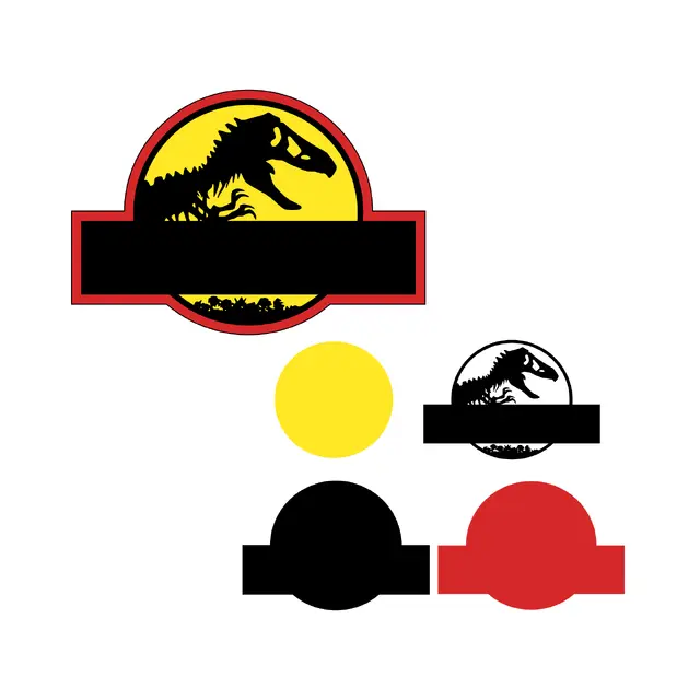 Red and Yellow Dinosaur Skeleton Emblem SVG Cut File Set