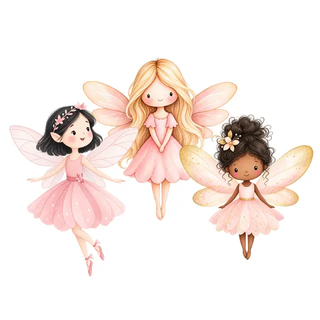 Pink Fairies and Woodland Friends PNG Clipart Pack