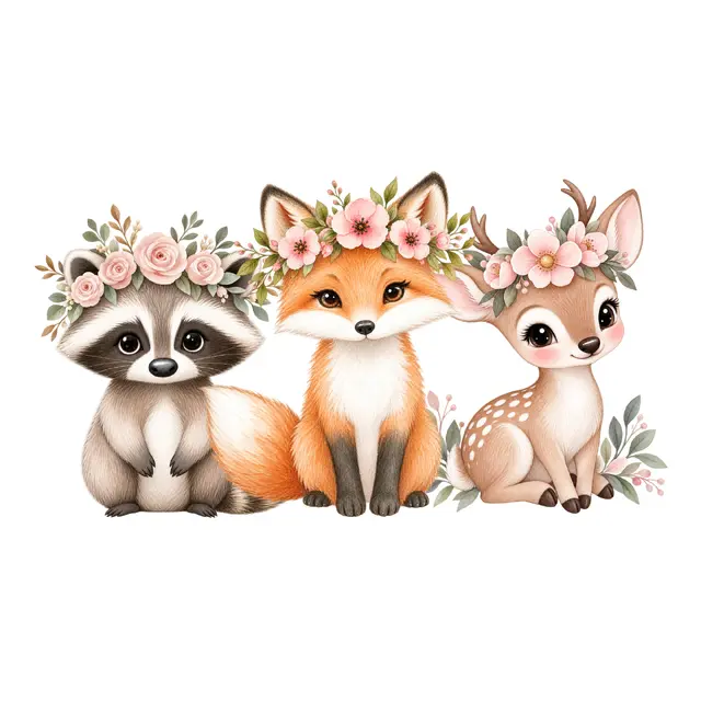 Pink Fairies and Woodland Friends PNG Clipart Pack