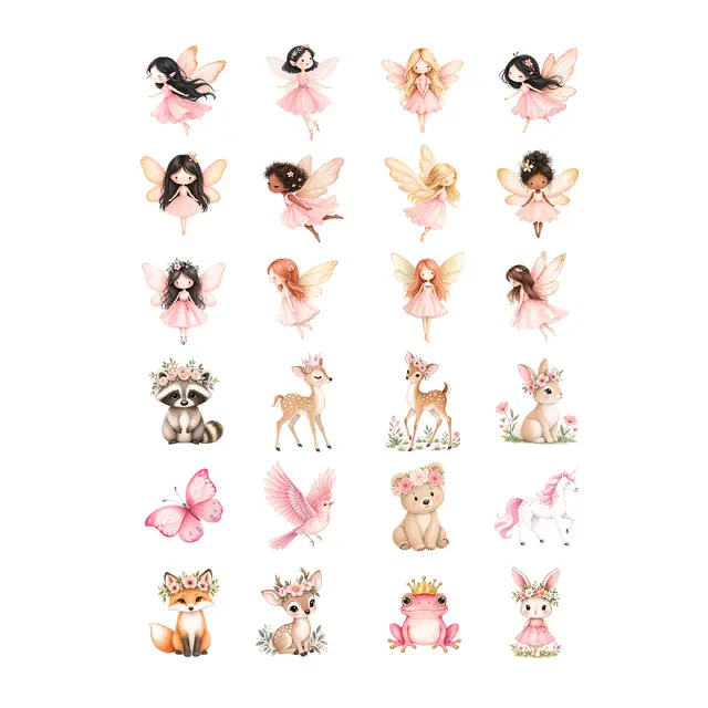 Pink Fairies and Woodland Friends PNG Clipart Pack