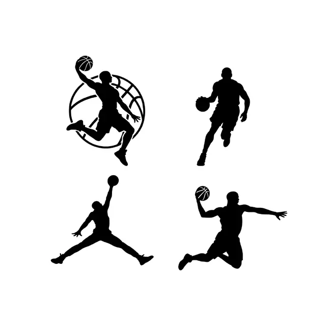 Basketball Player Silhouettes SVG Clipart Pack