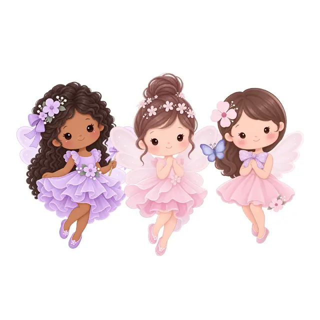 Pink and Lavender Fairies PNG Clipart Pack