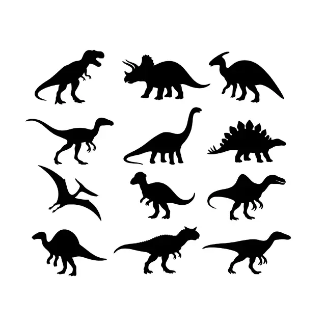 Dinosaur and Pterosaur Silhouettes SVG Clipart Pack
