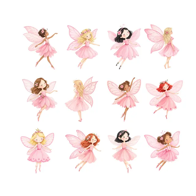 Pink Dancing Fairies PNG Clipart Pack