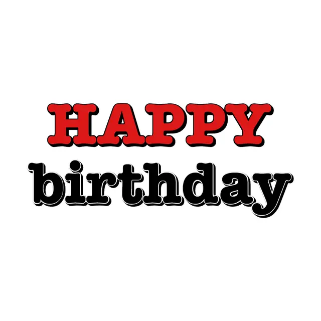 Red and Black Stacked Birthday Printable Lettering
