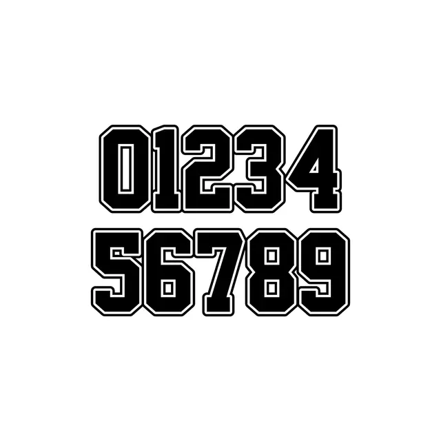 Black Outlined Jersey Number Font Printable