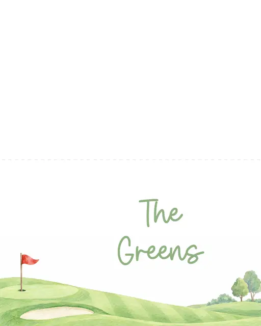 Watercolor Golf Course Food Tent Card