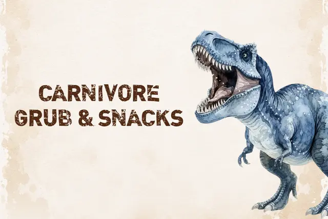 Watercolor Blue T-Rex Carnivore Snacks Printable Food Sign