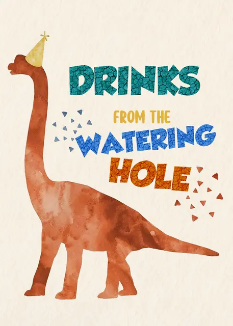 Watercolor Dinosaur Printable Drinks Sign