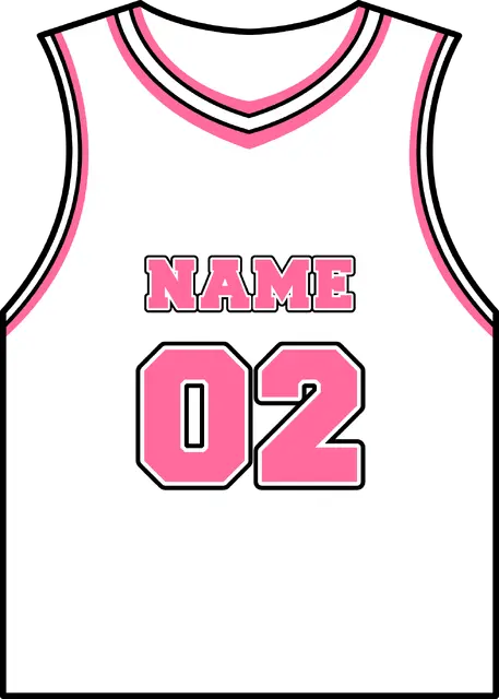 White and Pink Basketball Jersey Printable Sticker Design