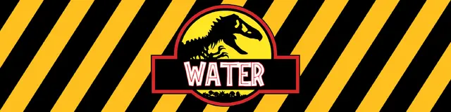 Dinosaur Caution Stripe Printable Water Bottle Label