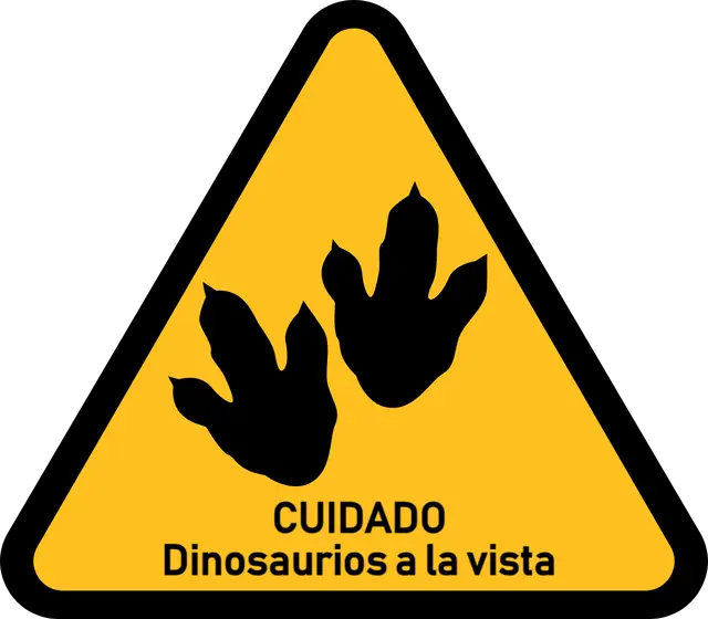 Spanish Dinosaur Footprint Printable Warning Sticker Design