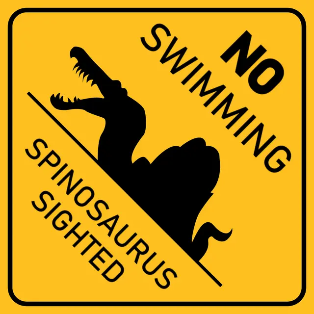 Spinosaurus No Swimming Printable Warning Sticker Design