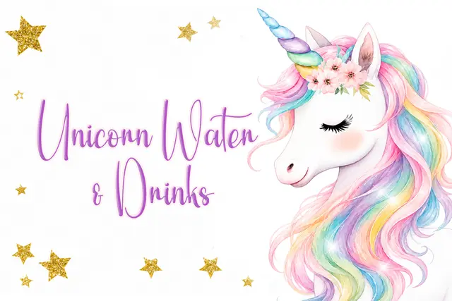 Pastel Unicorn Water and Drinks Printable Food Sign