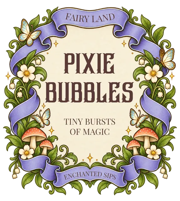 Purple Ribbon Woodland Pixie Bubbles Printable Drink Label