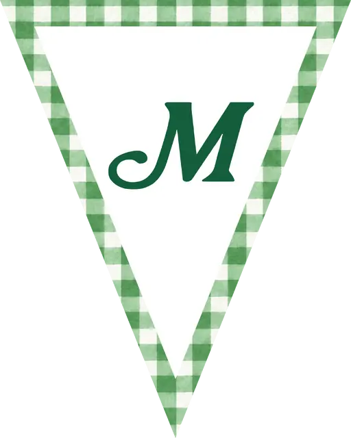 Green Gingham Initial Printable Pennant