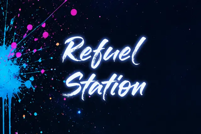 Neon Blue and Pink Graffiti Refuel Station Printable Sign
