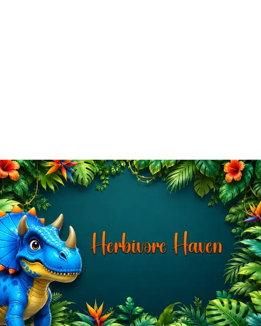 Tropical Triceratops Herbivore Haven Printable Tent Food Label
