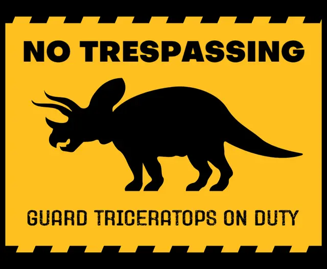 Triceratops No Trespassing Printable Warning Sticker Design