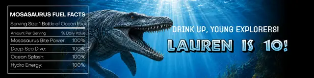 Prehistoric Ocean Mosasaurus Printable Water Bottle Label