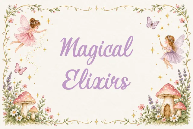 Watercolor Fairy and Mushroom Magical Elixirs Printable Table Sign