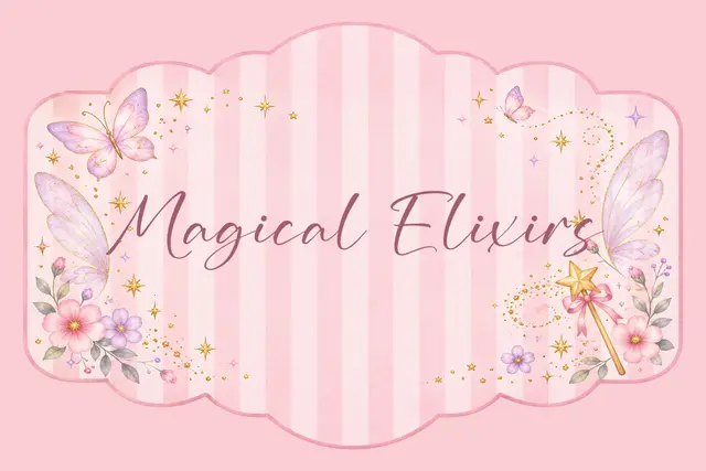 Pink Striped Fairy Magical Elixirs Printable Table Sign