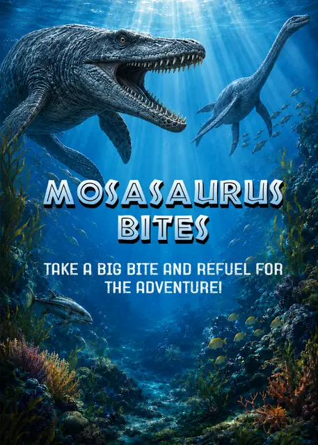 Mosasaurus Bites Printable Food Sign