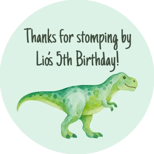 Mint Green T-Rex Printable Favor Tag