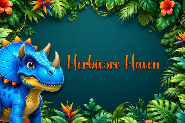 Tropical Triceratops Herbivore Haven Printable Food Sign