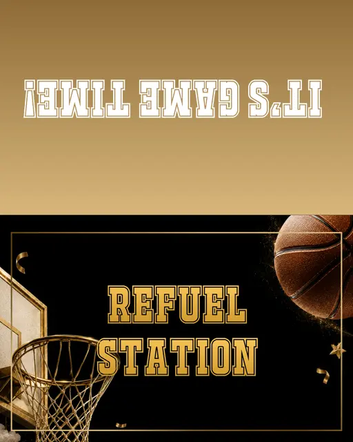 Black and Gold Basketball Refuel Printable Tent Food Label