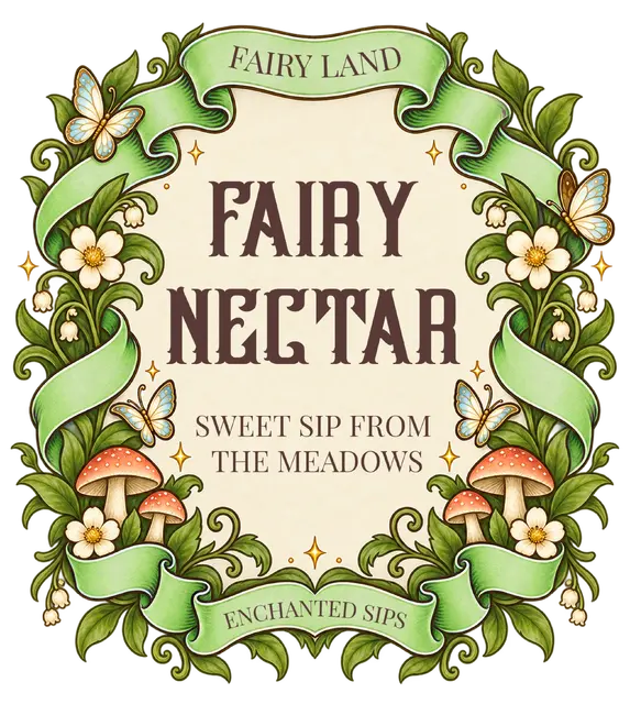 Green Ribbon Woodland Fairy Nectar Printable Drink Label
